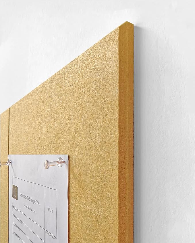 Felt Wall Tiles | Large Cork Board Alternative | Aesthetic Felt Bulletin Board for Office, Home & Classroom | Large Cork Boards for Walls Pinboard (12-Pack) | Mustard