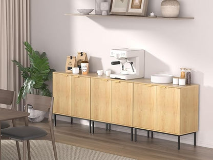 Fluted Sideboard, Buffet Cabinet with Storage, Wooden with Doors and Shelves,Accent Cabinet for Living Dining Room, Entryway