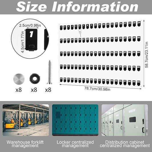 Acrylic Key Board with 100 No. Hooks Wall Mount Key Rack Holder Hanger Storage Collection for School, Garage, Car Dealer, Office, Hotel, Real Estate(Transparent)