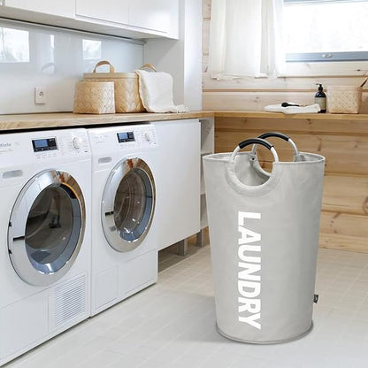 DOKEHOM 125L X-Large Collapsible Washing Laundry Basket Bag (7 Colors) for Bedroom, Fabric (Grey, XL)