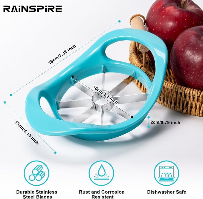 Rainspire Apple Cutter 8 Slices, 8 Blade Apple Slicer and Corer, Apple Corer Tool with Stainless Steel Blades, Super Sharp Fruit Cutter Fruit Slicer, Blue