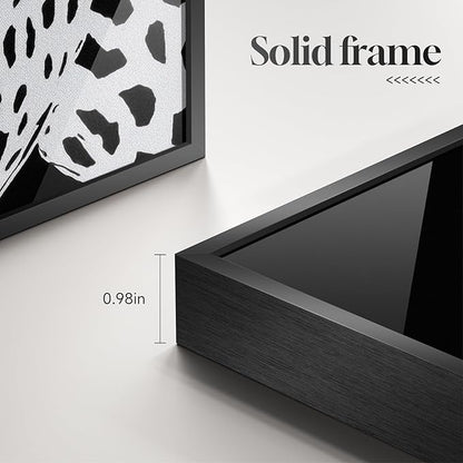 Framed Black and White Wall Art, Large Modern Minimalist Animal Portrait Prints Paintings Artwork for Walls, Elegant Leopard Pictures for Living Room Dining Bedroom Hallway Office Home Decor 24x36In