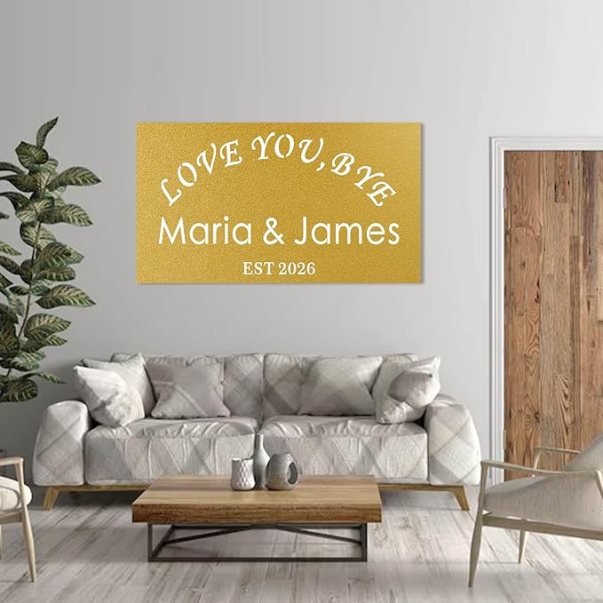 Love You, Bye Sign Vintage Metal Wall Sign,Family Wall Decor Anniversary Wedding Gifts for Couple Love You Bye Metal Signs, Hallway Entryway Door Signs Decor,Rustic Wall Art, Farmhouse Style Hanging Plaque for Decoration
