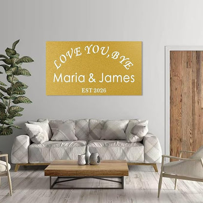 Love You, Bye Sign Vintage Metal Wall Sign,Family Wall Decor Anniversary Wedding Gifts for Couple Love You Bye Metal Signs, Hallway Entryway Door Signs Decor,Rustic Wall Art, Farmhouse Style Hanging Plaque for Decoration