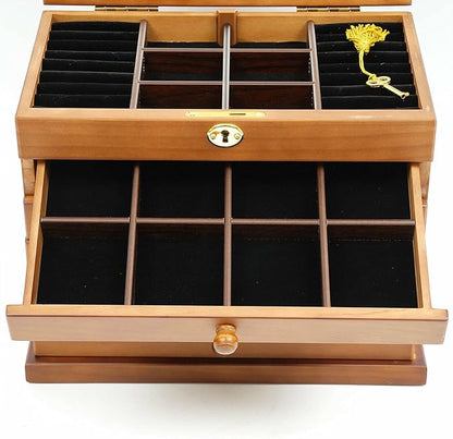 6-layer Jewelry Box Organizer with Lock and Mirror, Wooden Jewelry Boxes & Organizers,Jewelry Storage for Rings Earrings Necklaces Bracelets Christmas New Year Gifts