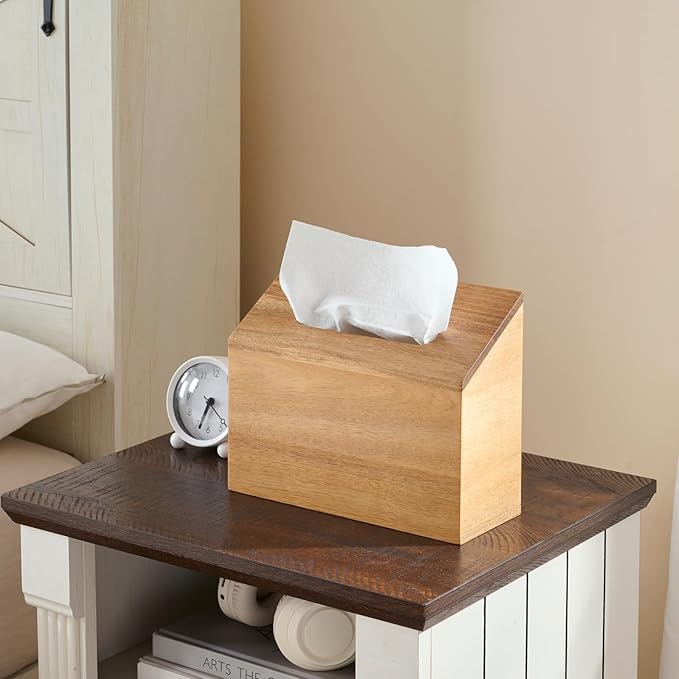 YANGQIHOME Acacia Hand Towel Box Cover Compatible with Kleenex Disposable Paper Hand Towels, Wall Mounted Paper Towel Holders, Hand Towel Holder for Bathroom, Car, Tabletop