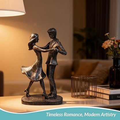 Wedding Anniversary Engagement Gifts for Couples, Room Decor Love Figurines, Black Resin Couple Dancing Sculpture, Aesthetic Statue Knick Knacks for Bedroom, Living Room, Desk, Coffee Table
