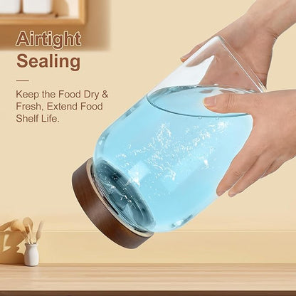 Glass Flour Container Set of 2, Large Glass Canisters with Airtight Lids,Pantry Jar with Anti-Slip Mat and Label,Food Storage Jars for Flour,Sugar,Cereal,Rice,Pasta,Oats, Coffee Beans(3.4 QT/3200 ml)
