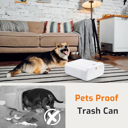 MOPALL 2 Pack Small Bathroom Trash Can with Lid, 3.2 Gallon / 11.5 L & 2.6 Gallon / 10 L Waste Basket with Pop-Up Lid, Slim Plastic Garbage Bin Dog Proof for Kitchen, Bedroom, Office, Toilet, White