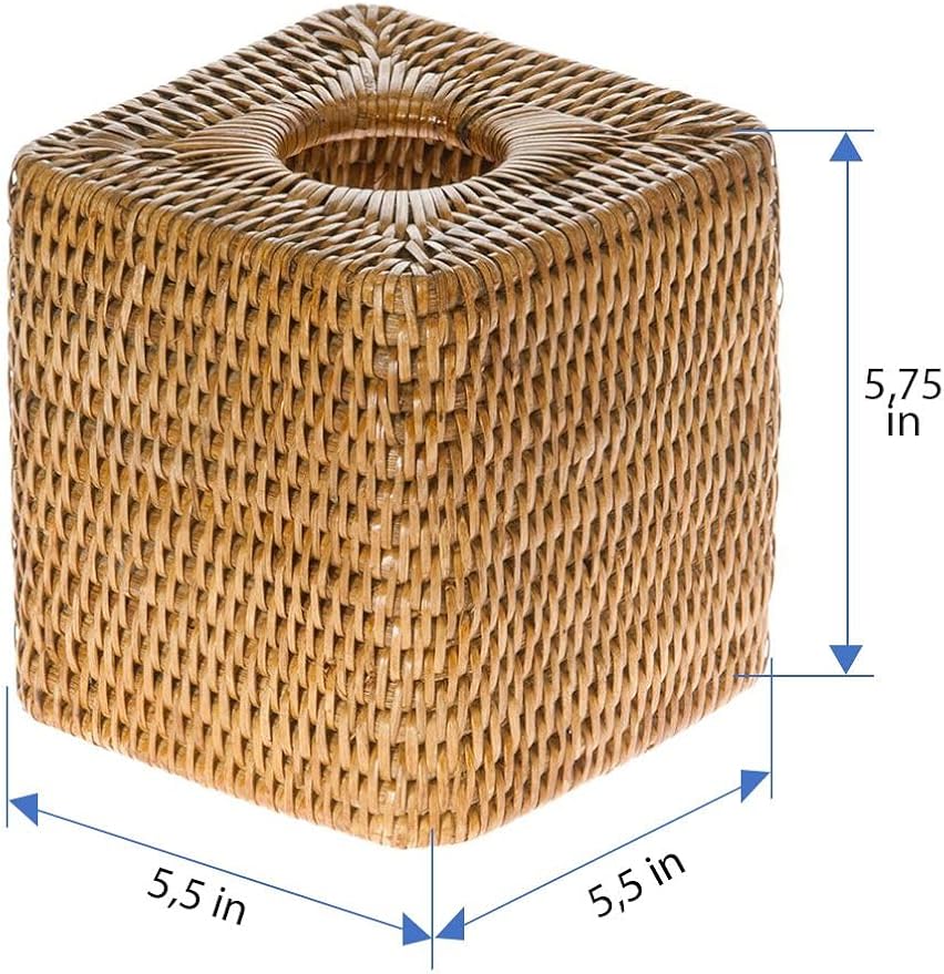 KOUBOO Tissue Box Cover–Tissue Holder, Bathroom, Kitchen, Guest Room – Elegant Decorative Tissue Box Cover, Perfect for Facial Tissues, Cube Boxes, Honey Brown