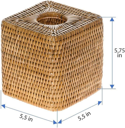 KOUBOO Tissue Box Cover–Tissue Holder, Bathroom, Kitchen, Guest Room – Elegant Decorative Tissue Box Cover, Perfect for Facial Tissues, Cube Boxes, Honey Brown