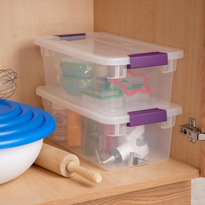 Sterilite 48-Pack ClearView Latch Box, Stackable Storage Organizer Bins for Home, 6 Quart