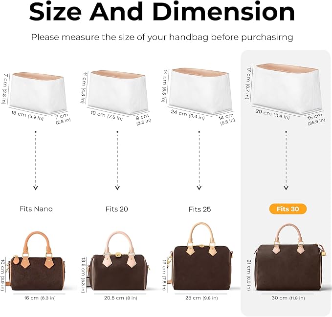 Handbag Organizer Insert for LV Speedy 30, Custom Fit Inside Premium Vanile Lightweight WaterResistant Purse Insert with Cup Holder Accessories