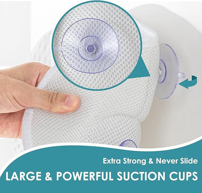 Bath Pillows for Tub,Luxury Bath Pillow for Neck and Back Support-with Comfortable Breathable Cotton 6 Non-Slip Suction (Extra Thick Style)