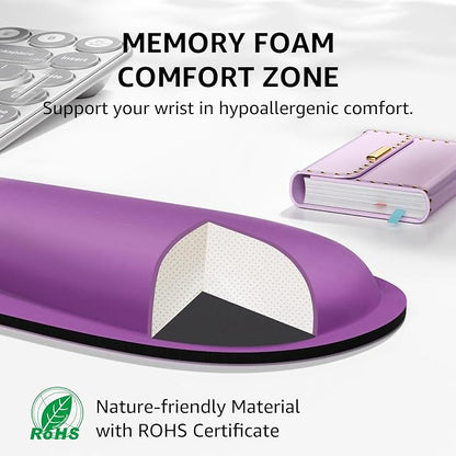 KTRIO Keyboard Wrist Rest & Mouse Pad with Wrist Rest Set, Violet Purple | Memory Foam Wrist Support, Ergonomic Design, Non-Slip Base, Office and Home Use