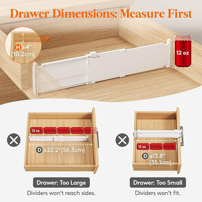 Lifewit 5 Pack Drawer Dividers for Clothes, 4" High 13.8"-22.2" Expandable Dresser Drawer Organizers, Adjustable White Plastic Separators for Kitchen, Cabinet, Nursery, Socks & Underwear Storage