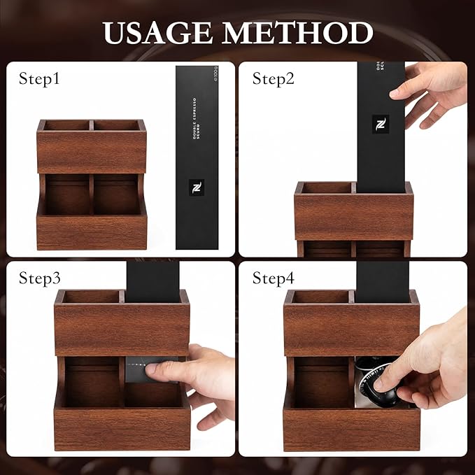 Wood Pod Dispenser Designed for Nespresso Vertuo Capsules, Freestanding Countertop Pods Rack, Coffee Pods Holder for Home or Office Kitchen Counter, Dispenses 2 Coffee Flavors (Brown-2)