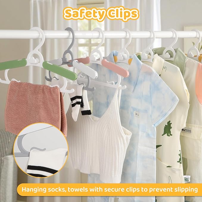 40 Pack Baby Clothes Hangers, 11-15" Adjustable Non-Slip Thickened Kid Hangers for Nursery Closet Toddlers Infant Children to Teenager (Multicolor)