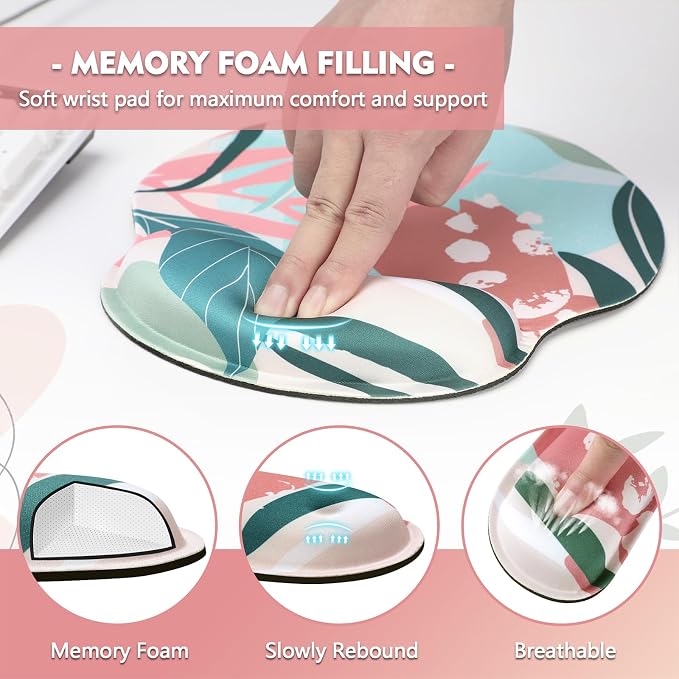 Mouse Pad and Keyboard Wrist Rest - Colorful Wrist Rest for Computer, Ergonomic Mouse Pad & Keyboard Pad, Memory Foam Wrist Support for Comfy Typing