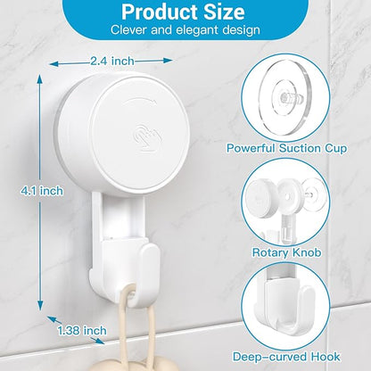 LUXEAR Heavy Duty Waterproof Shower Hooks 2 Pack - Suction Hook, No Drill Damage-Free Removable Reusable Wall Hooks for Bathroom Kitchen Towel Bathrobe Loofah Shower Hooks (Max Load 11LB/5KG)