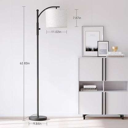 SUNMORY Dimmable Arc Floor Lamps for Living Room, Stepless Dimming Modern Floor Lamp with 1000 Lumens Bulb, Metal Standing Lamp with Adjustable Hanging Lampshade, Tall Floor Lamps, Bedroom, Office
