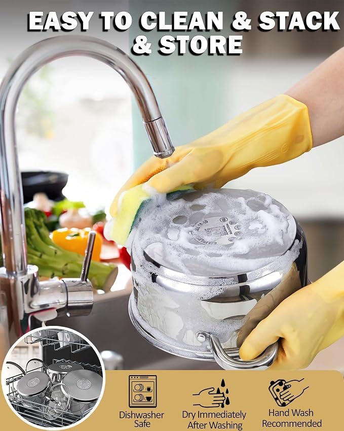 Cook N Home Basics 16 Quart Stainless Steel Stock Pot with Lid, Cooking Pot for Pasta, Soup, Sturdy Handle, Large Stockpot with Even Heating, Oven & Dishwasher Safe, Cookware for Canning, Boiling