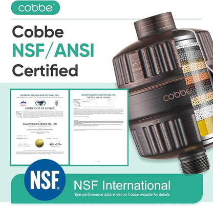 Cobbe High Pressure Filtered Shower Head Combo, Rain Shower Head with 20 Stage Shower Head Filter for Hard Water - Adjustable Replacement Remove Chlorine and Harmful Substances, ORB