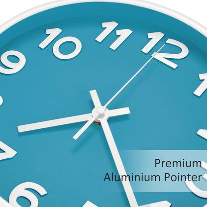 HIPPIH Wall Clock 2 Pack, 10 Inch Modern Wall Clocks Battery Operated, Non Ticking Silent Wall Clock, Simple Small Analog Wall Clock for Living Room, Bedroom, Kitchen, School, Office, Blue