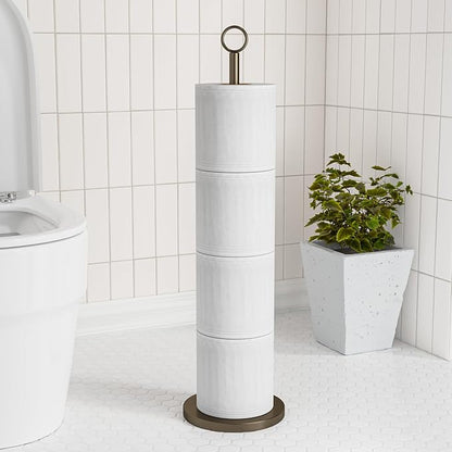 Toilet Paper Holder Stand(with Reserve Function), Free-Standing Spare Rolls Storage Holder, Stainless Steel