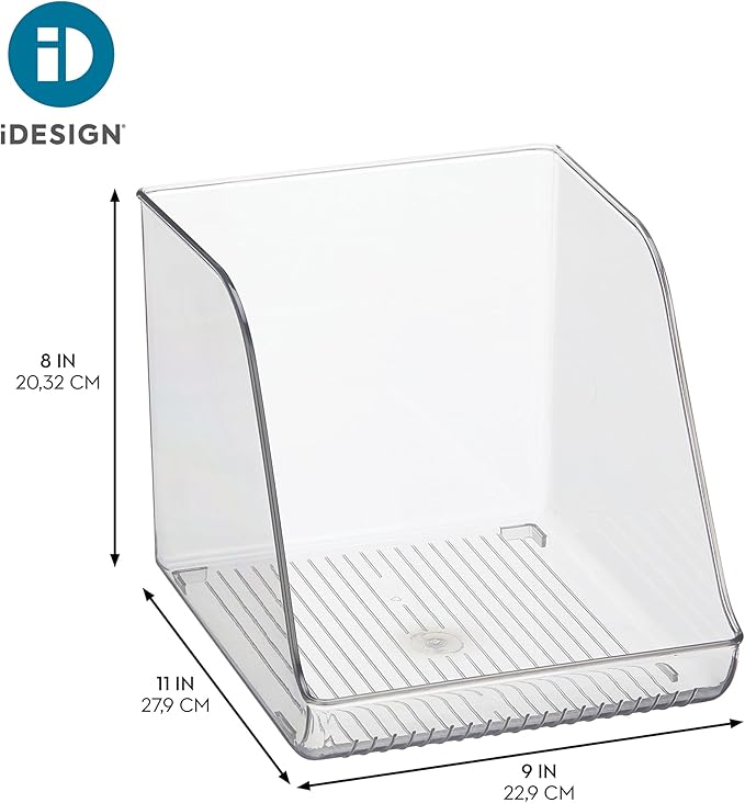 iDesign Plastic Water Bottle Organizer for Fridge, Clear Bottle Holder for Kitchen and Pantry, 4-Pack
