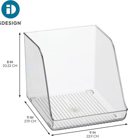 iDesign Plastic Water Bottle Organizer for Fridge, Clear Bottle Holder for Kitchen and Pantry, 4-Pack