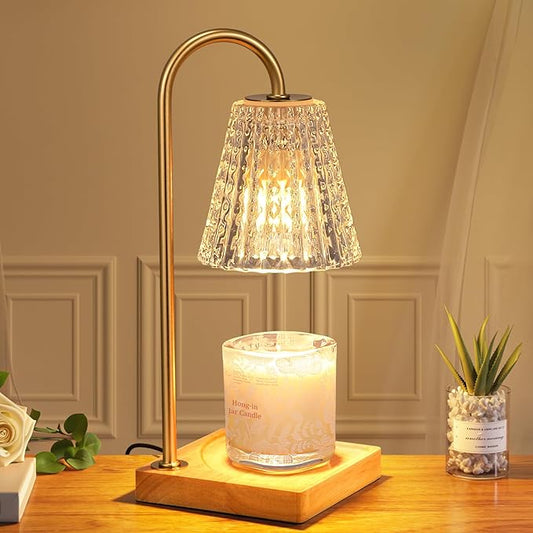 Hong-in Candle Warmer Lamp, Candle Lamp Warmer with Timer,Wax Melt Warmer,Crystal Candle Heater Lamp for Scented Wax, Elegant Home Decor, Clear Glass