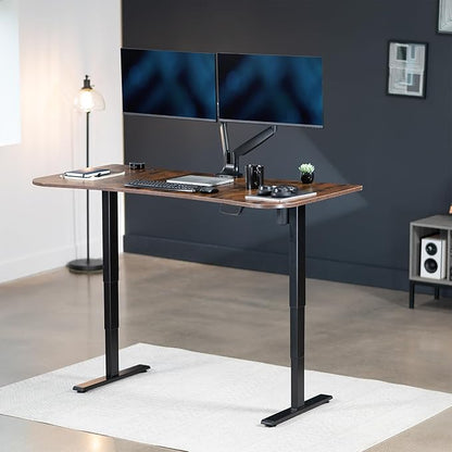VIVO Electric 63 x 32 in Standing Desk, Touch Screen Adjustment, 220 lb Frame Support, 2E Series, Rustic Vintage Brown Top Black Frame, DESK-KIT-2EBN