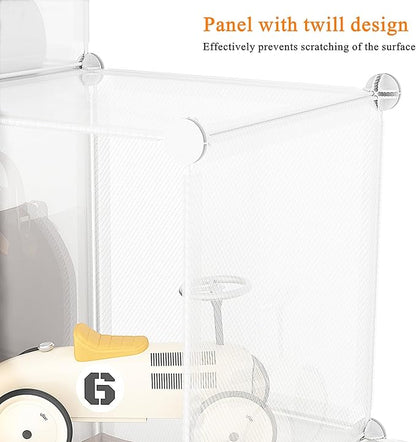 AWTATOS Cube Storage Organizer, Closet Organizers and Storage, 6 Cube Shelves Bookshelf, DIY Stackable Plastic Clothes Organizer Shelving for Bedroom, Home, Transparent Twill