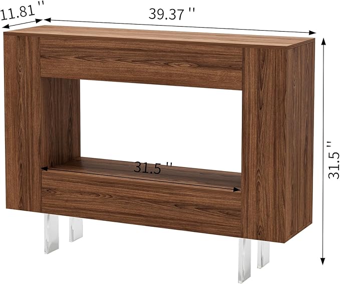 Narrow Console Table with Hidden Side Storage Cabinets, Adjustable Shelves, Farmhouse Entryway Sofa Table for Behind The Couch, Living Room, Hallway, Walnut