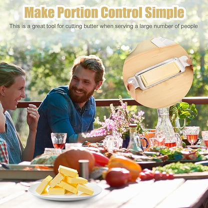 lasuroa Butter Slicer Cutter, Stainless Steel Ergonomic Cheese Slicer Cheese Even Stick Slicing Tool for Portion Control Cheese Wire Slicer with Portable Grip for Food Square Block Butter(Silver)