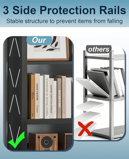 METALOONG 5-Cube Bookshelf, All Steel Bookcase with Adjustable Shelves & Anti-Tip Kit for Home Office, Hallway, and Garage, Modern Tall Display Shelves, Heavy-Duty Storage Organizer (Black)