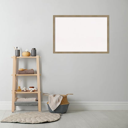 Amanti Art White Cork Board for Wall, 26x38 Vision Board with Brown Wood Frame, Large Corkboard Office Decor for Home Organization, Casual Corkboard Pinboard to display items for home organization