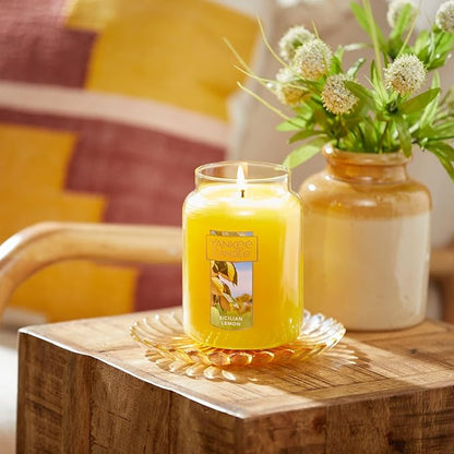 Yankee Candle Sicilian Lemon Scented Classic 22oz Large Jar Single Wick Candle Over 110 Hours of Burn Time Perfect for Home Decor Parties and Gifts