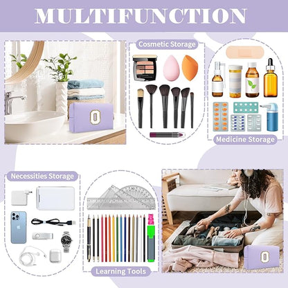 Personalized Makeup Bag Initial A-Z Preppy Patch Bag,Small PU Leather Travel Cosmetic Bag Pouch with Zipper,Purple Cute Toiletry Bag,Gift Ideal for Teen Girls Women Birthday Friend Mom,Latter O