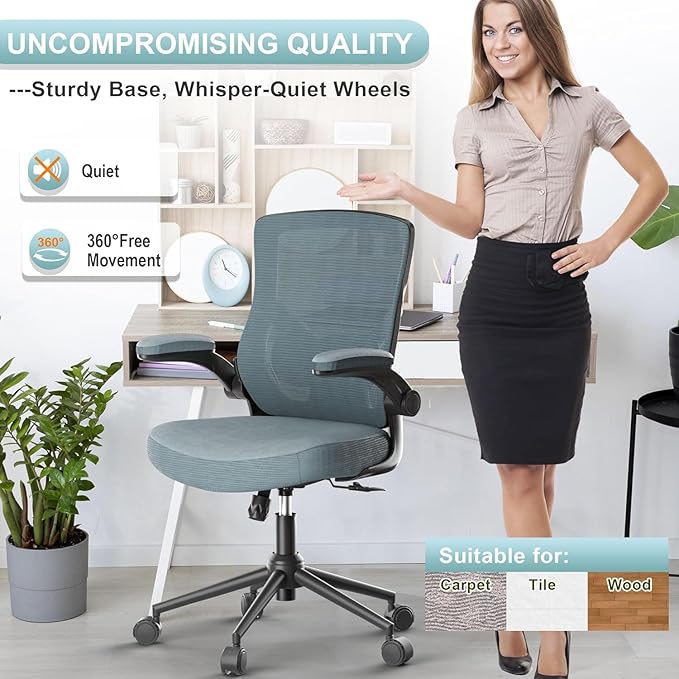 Ergonomic Office Desk Chair with Waterfall Seat and S-Shaped Back for Lower Back & Leg Pressure Relief, Comfortable for 8+ Hours Sitting