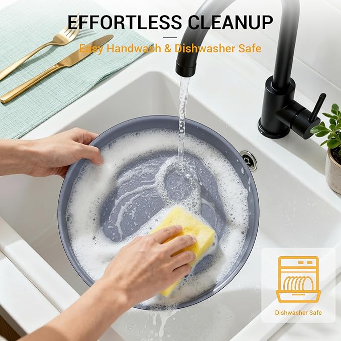 Ammeloo 18 Pcs Ceramic Pots and Pans Set Non Stick Kitchen Cookware Set with Detachable Handle, Non Toxic Cooking Set with Removable Handle for RVs, Camping, Fridge, Dishwasher/Oven Safe