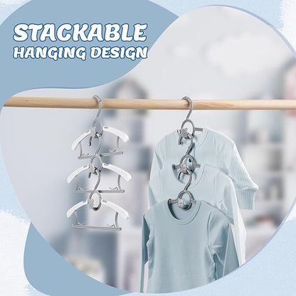 Baby Hangers for Closet Adjustable, Extendable & Stackable Kids Hangers, 11~14inch Non-Slip Plastic Kid Hangeres, Toddler Hangeres for Infant Baby Toddler Children Nursery Teen, Gray, Pack of 60