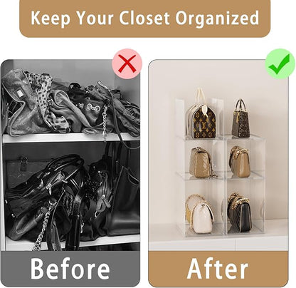 Purse Organizer for Closet, Purse Storage Box a Single Stacked Unit, Clear Acrylic Display Case for Handbag Organizer, Plastic Storage Bins for Toy, Book, Collectibles, Cosmetic