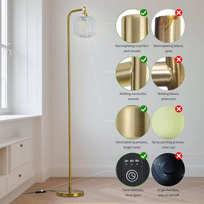 MAYNA Glass Floor lamp Living Room, Modern Vertical lamp, Remote Control Switch with Glass lampshade, 67-inch high lamp Suitable for Bedroom and Study (2700K LED Bulb Included)