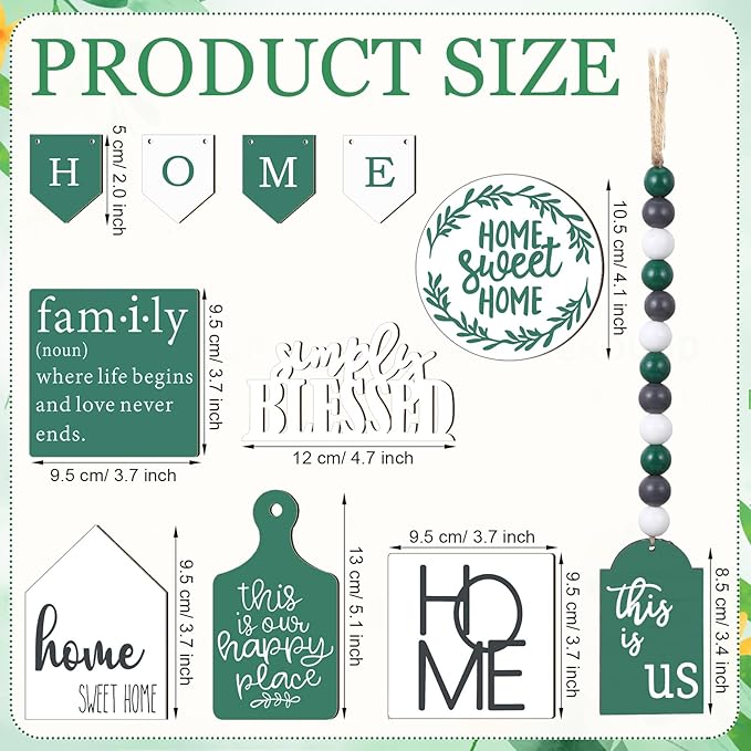 11 Pcs Home Tiered Tray Decor Spring Ustic Farmhouse Tiered Tray Decorations Set Home Wooden Signs Vintage Farm Animal Farmhouse Tabletop Wood Signs for Kitchen Table Shelf Decor