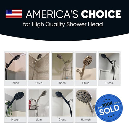 Cobbe 8-Setting Handheld Shower Head Bathroom Showerhead Set - Detachable Shower Heads with 5ft Stainless Steel Hose and Brass Swivel Bracket (Chrome)