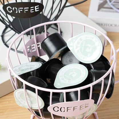 H&W 2PCS Coffee Pod Holder & Capsule Basket, Metal Coffee Bar Organizer for Kitchen Dinning Room Office Home Cafe Hotel (Black)