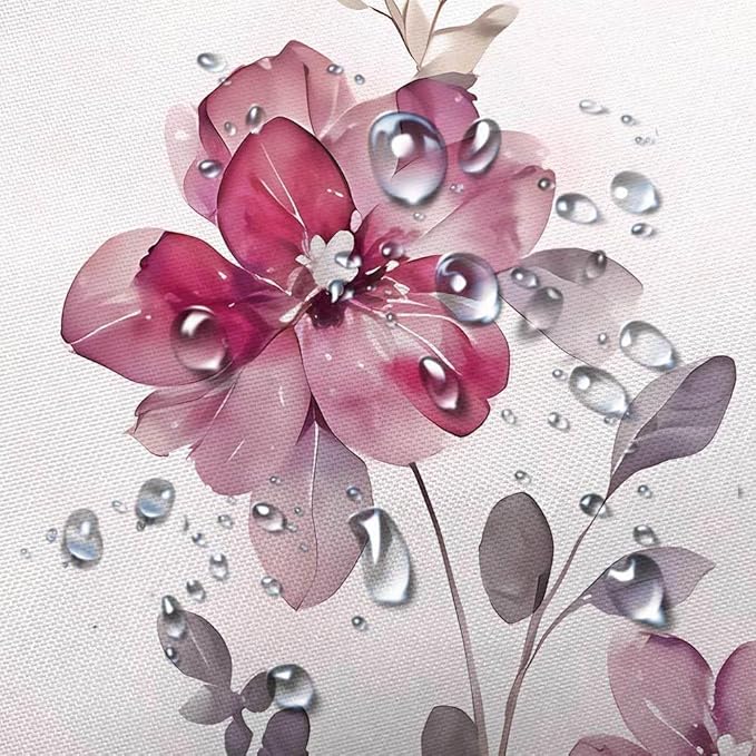 Lavender Pink Floral Shower Curtain, Lavender Pink Floral Butterfly Boho Shower Curtains for Bathroom, Farmhous Flower Cute Fabric Shower Curtain Set with 12PCS Hooks, 36X70IN