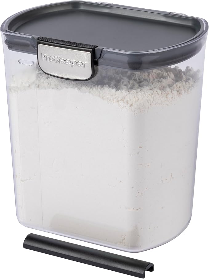 ProKeeper+ 6-Piece Airtight Food Storage Container Set – Clear Plastic Flour and Sugar Canister Set with Magnetic Accessories for Kitchen Organization